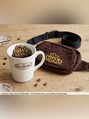 Tim Hortons Justin Bieber Timbiebs Corduroy Belt Bag Mug Bundle Set